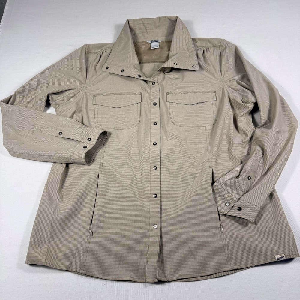 Duluth Trading Armachillo Shirt XL Tan Jacket  Long Sleeve Snap Cooling Utility